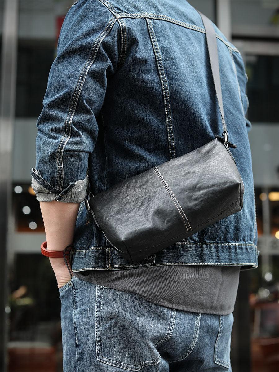 Light Casual Men's Leather Shoulder Messenger Bag - Trendha