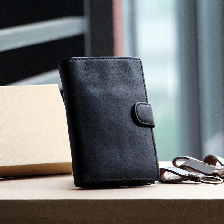 Men's Handmade Literary Vertical Leather Wallet - Trendha