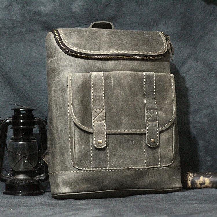 Men's Retro Crazy Horse Leather Backpack Casual - Trendha