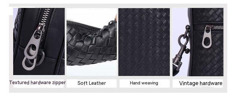 Men's Versatile Waxing Calf Skin Handmade Woven Men's Bag Trendy Fashion Clutch - Trendha
