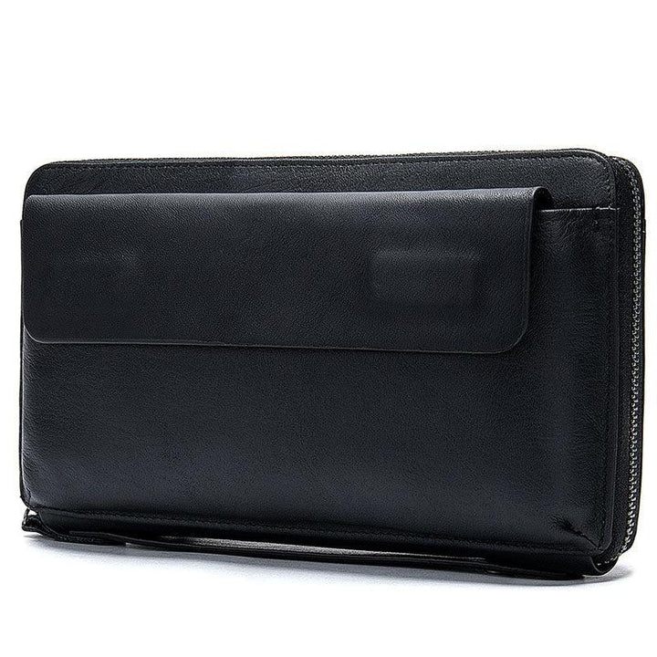 Men's Wallet Leather Long Zipper Clutch Leather Multi-Card Position Youth Trendy Wallet - Trendha