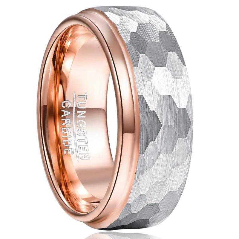 Mens Fashion Rose Gold Plated Tungsten Steel Ring - Trendha