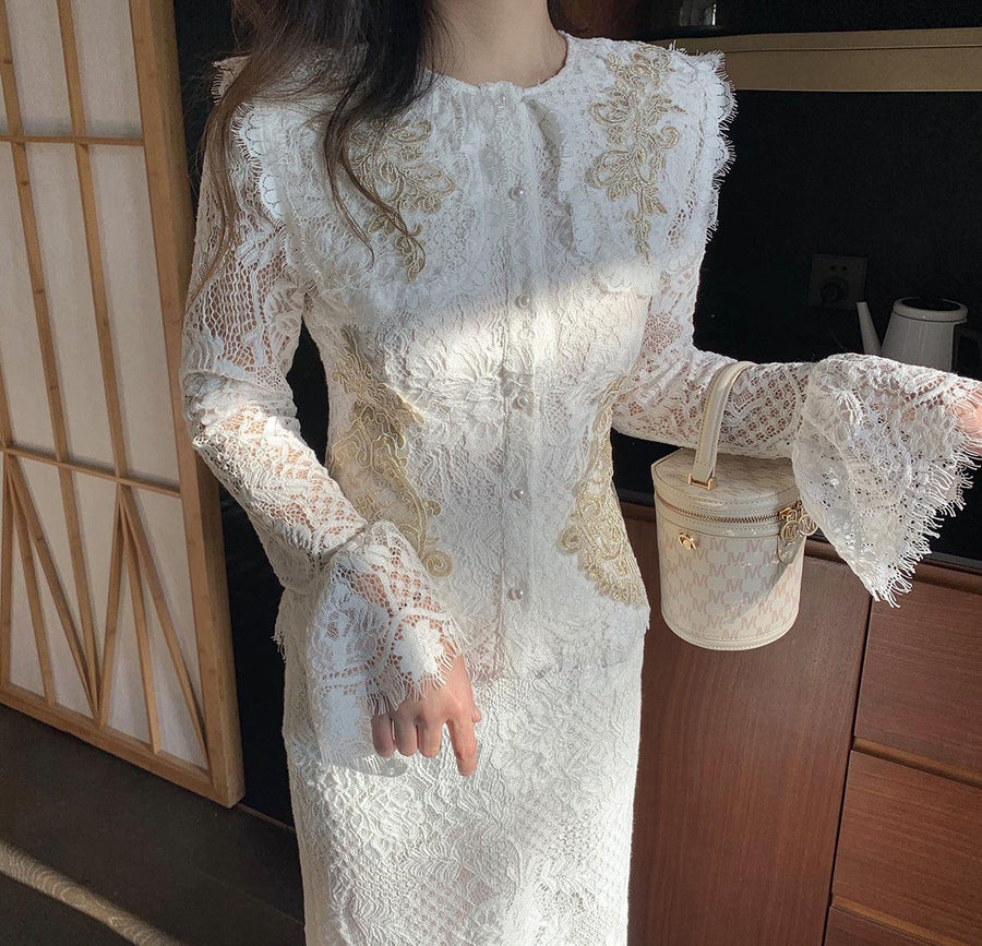Minority Fashion Socialite White Lace Suit Female - Trendha