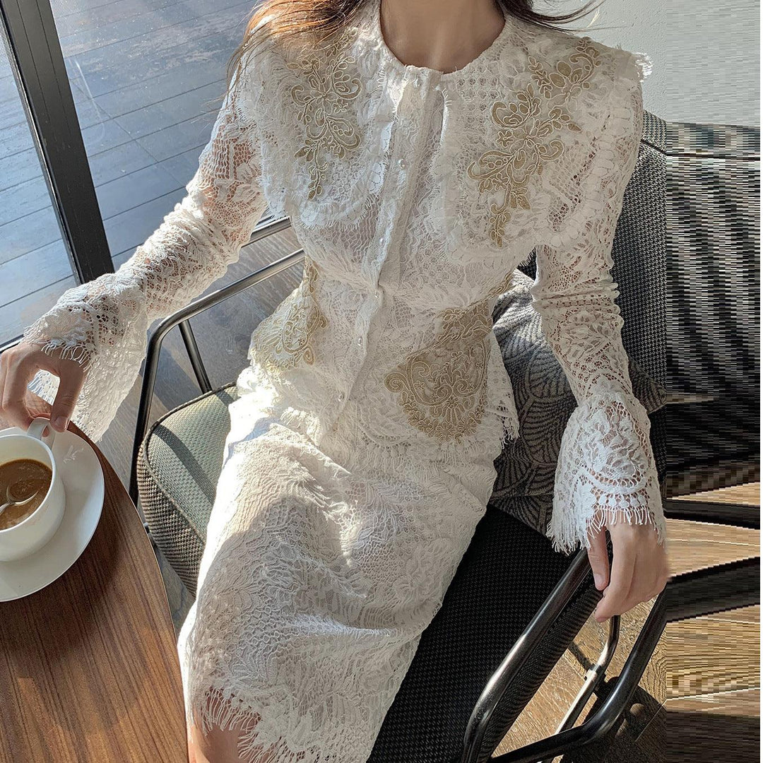 Minority Fashion Socialite White Lace Suit Female - Trendha