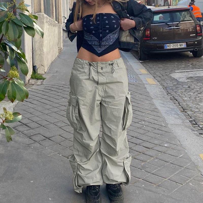 Personalized Side Pocket Low Rise Cargo Pants - Trendha