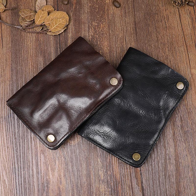 Pleated Leather Vertical Purse Men's Short First Layer Cowhide Zipper Small Card Bag - Trendha