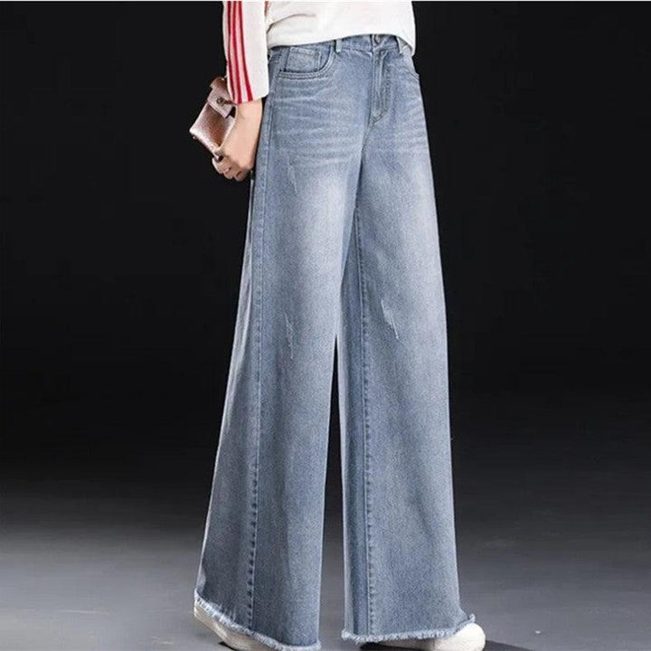 Raw Hem Wide Legs Jeans For Women Baggy Straight Trousers - Trendha