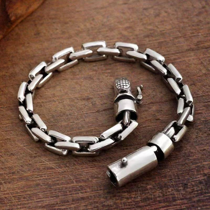 S925 Pure Silver Bolt Bracelet Interlocking Retro - Trendha