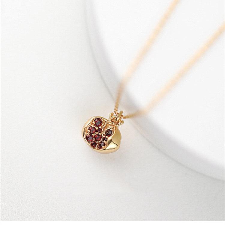 Silver Plated K Gold Pomegranate Necklace Ladies Retro - Trendha