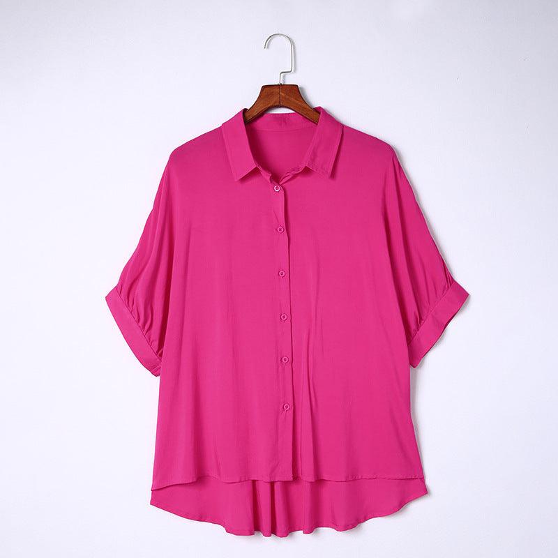 Solid Color Half Sleeve Shirt For Women - Trendha