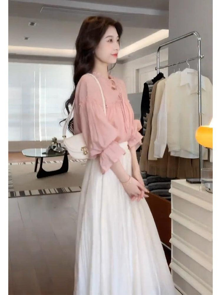 Splash Anti-aging Elegant Socialite Kafuu Shirt Skirt Suit - Trendha