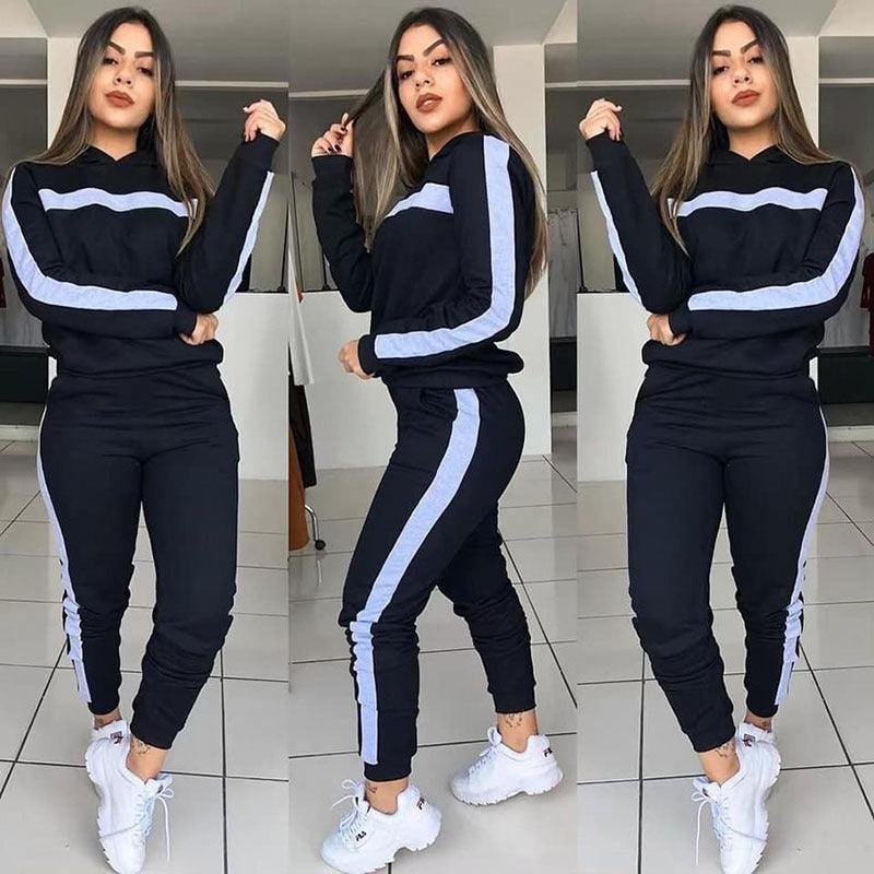 Women's Casual Patchwork Sports Suit Two-piece Set - Trendha