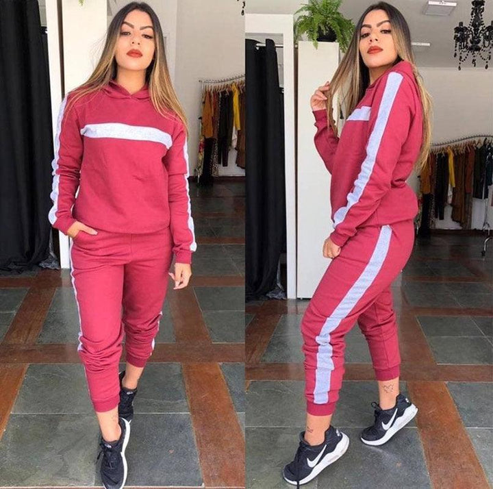 Women's Casual Patchwork Sports Suit Two-piece Set - Trendha