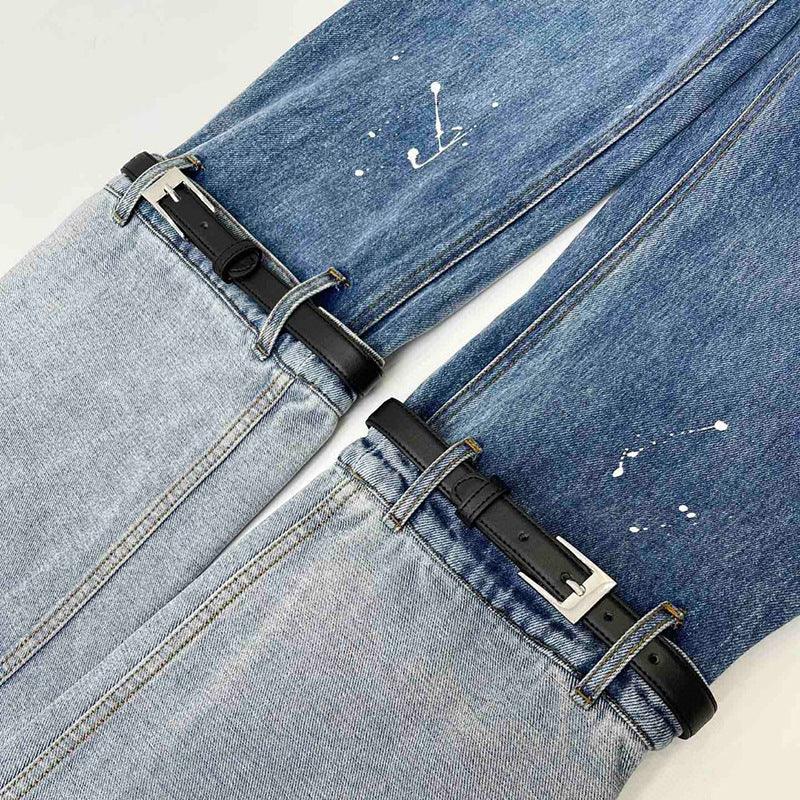 Women's Contrasting Color Patchwork Washed Jeans - Trendha