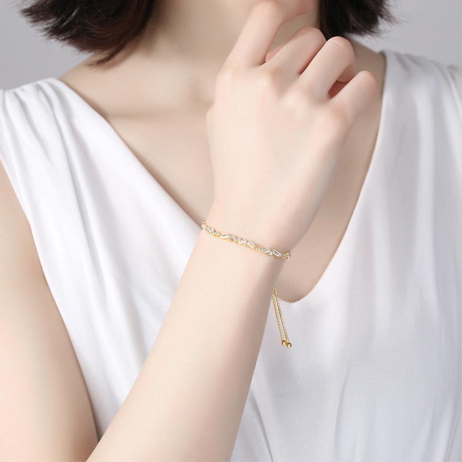 Women's Fashion Sterling Silver Bracelet With Zirconia Stones - Trendha
