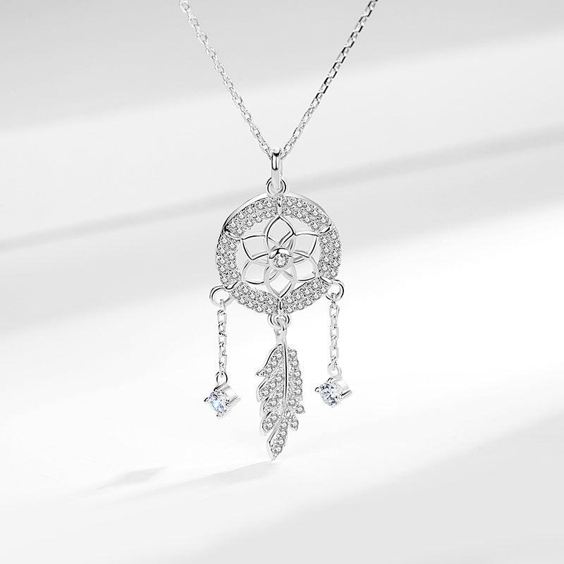 Women's Simple Temperament Sterling Silver Dreamcatcher Puff Energy Sweater Chain - Trendha