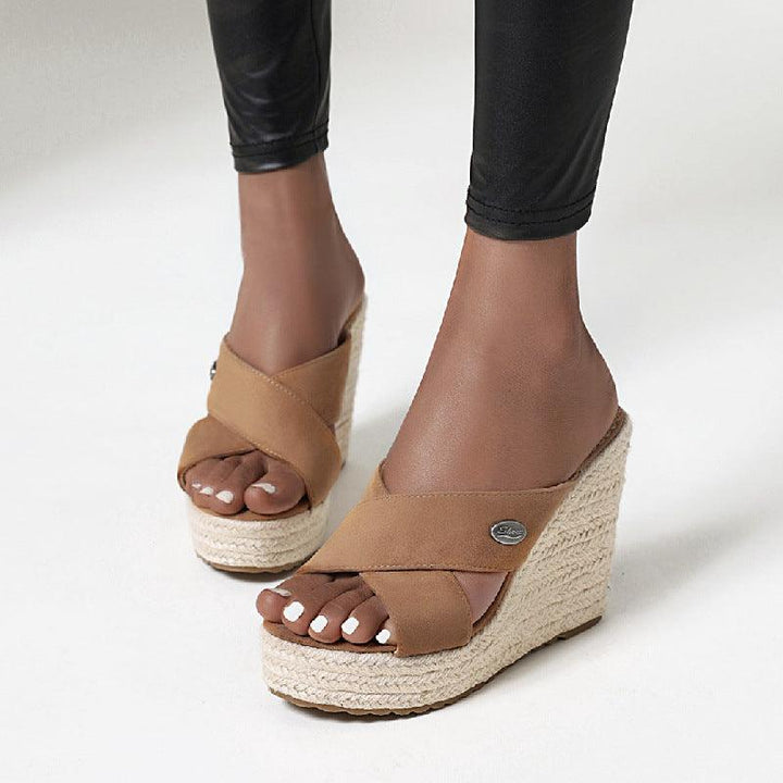 Fashion Slope Heel High-heeled Slippers - Trendha
