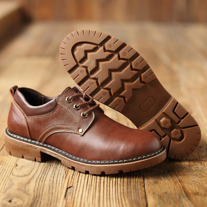 Thick-Soled Casual Leather Lace-up Men's Shoes - Trendha