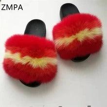 Fox fur slippers flip flops - Trendha