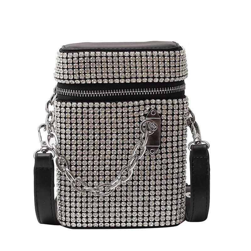 Personalized Rhinestone Shiny All-Match Messenger Bag - Trendha