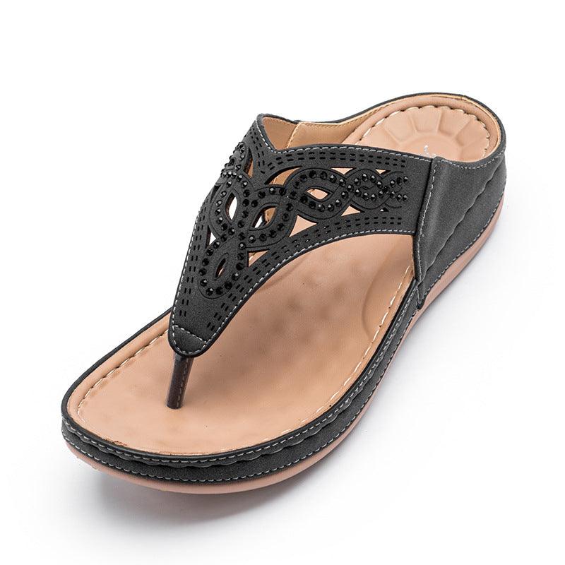 Flip-flops Southeast Asian retro wedge sandals - Trendha