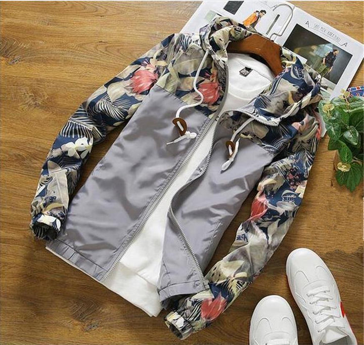 Men's Printed Casual Contrast Sports Hooded Camouflage Jacket - Trendha