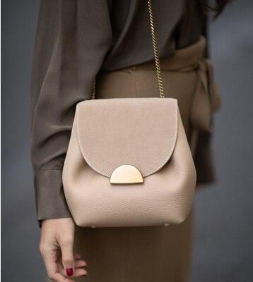 French Niche Design Chain Shoulder Messenger Bucket Bag - Trendha