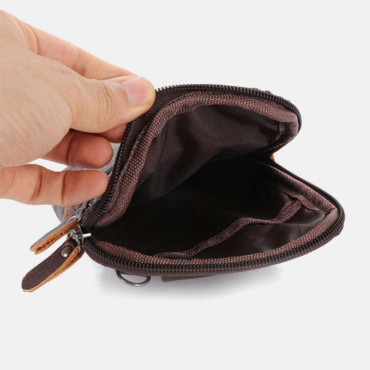 Men Genuine Leather Large Capacity Vintage 6.5 Inch Phone Bag Waist Bag Crossbody Bag Shoulder Bag - Trendha
