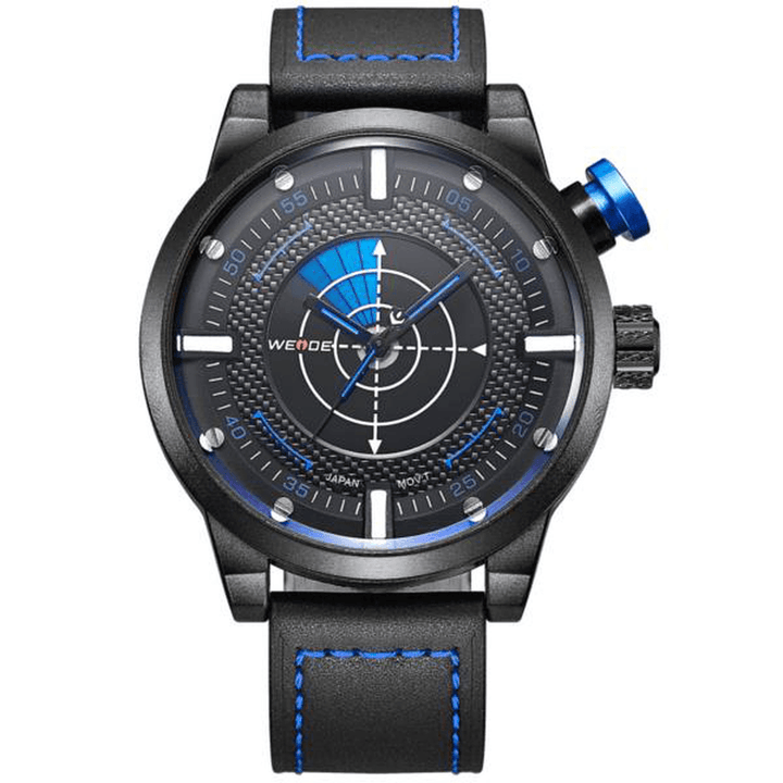 WEIDE WH5201-3C Fashion Men Quartz Watch Leather Strap Sport Watch - Trendha