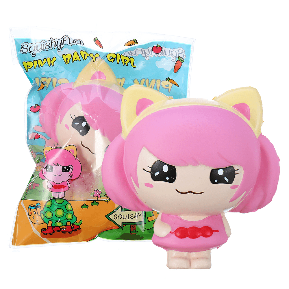 Squishyfun Pink Little Girl Squishy Hanging Decoration 12CM Cute Doll Gift Collection Packaging - Trendha