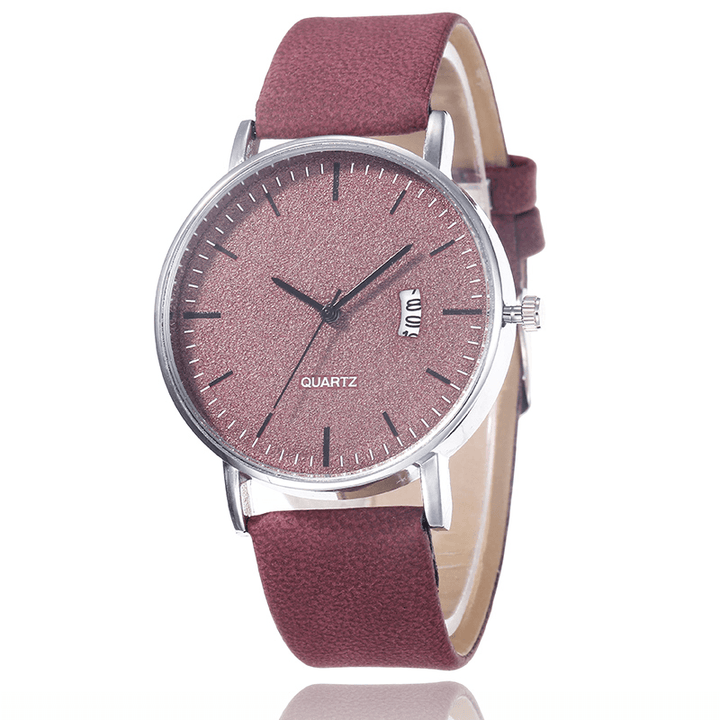 Casual Sports with Calendar Frosted Dial Chronograph Leather Band Women Quartz Watch - Trendha
