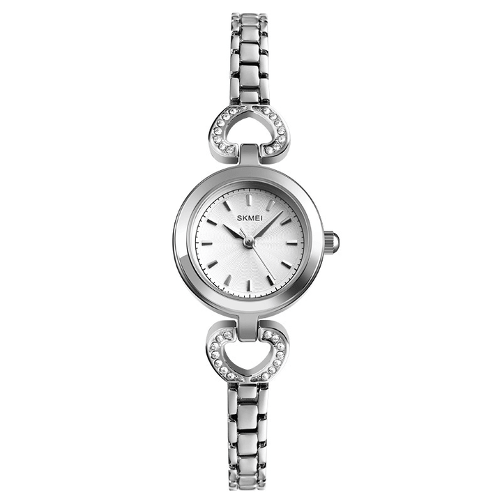 SKMEI 1408 Luxury Crystal Stainless Steel Elegant Fashion Women Wristwatch Quartz Watch - Trendha