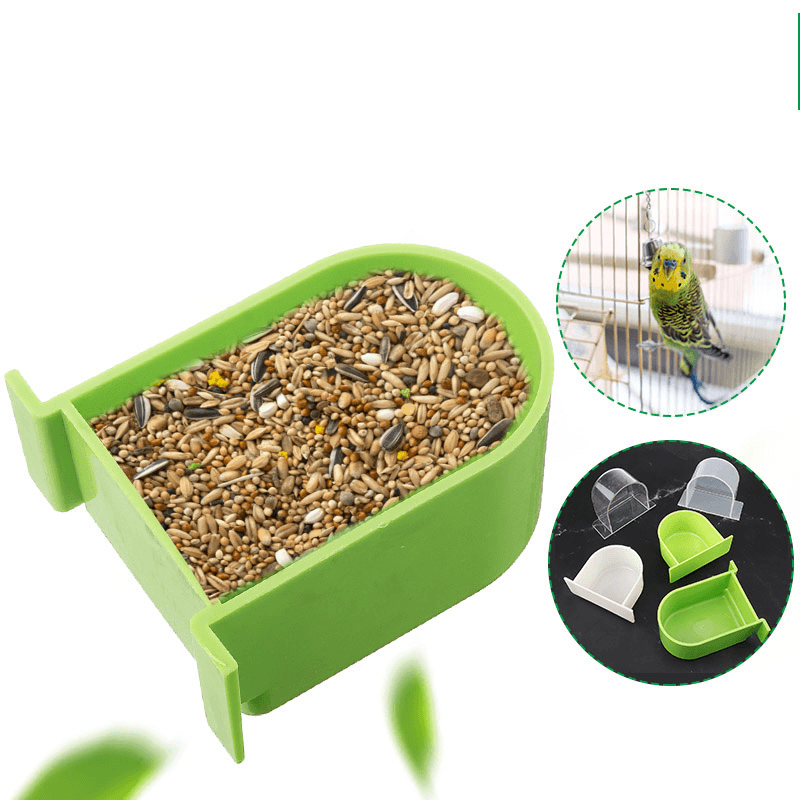 Bird Cage Food Box Trough Feeder Bowl Semi-Circular Birds Home Accessories for Pet Supplies - Trendha