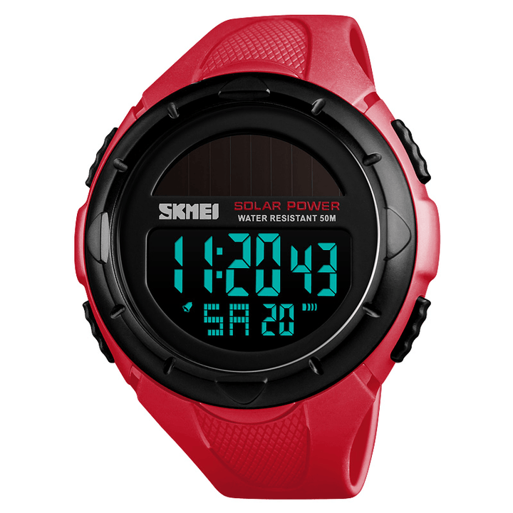 SKMEI 1405 Solar Power Digital Watch Stopwatch Luminous Display Alarm Calendar Outdoor Sport Watch - Trendha