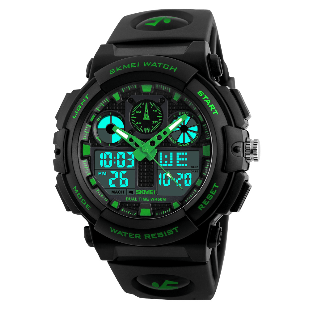SKMEI 1207 Men Sport Chorongraph 50M Waterproof Luminous Dual Display Digital Watch - Trendha