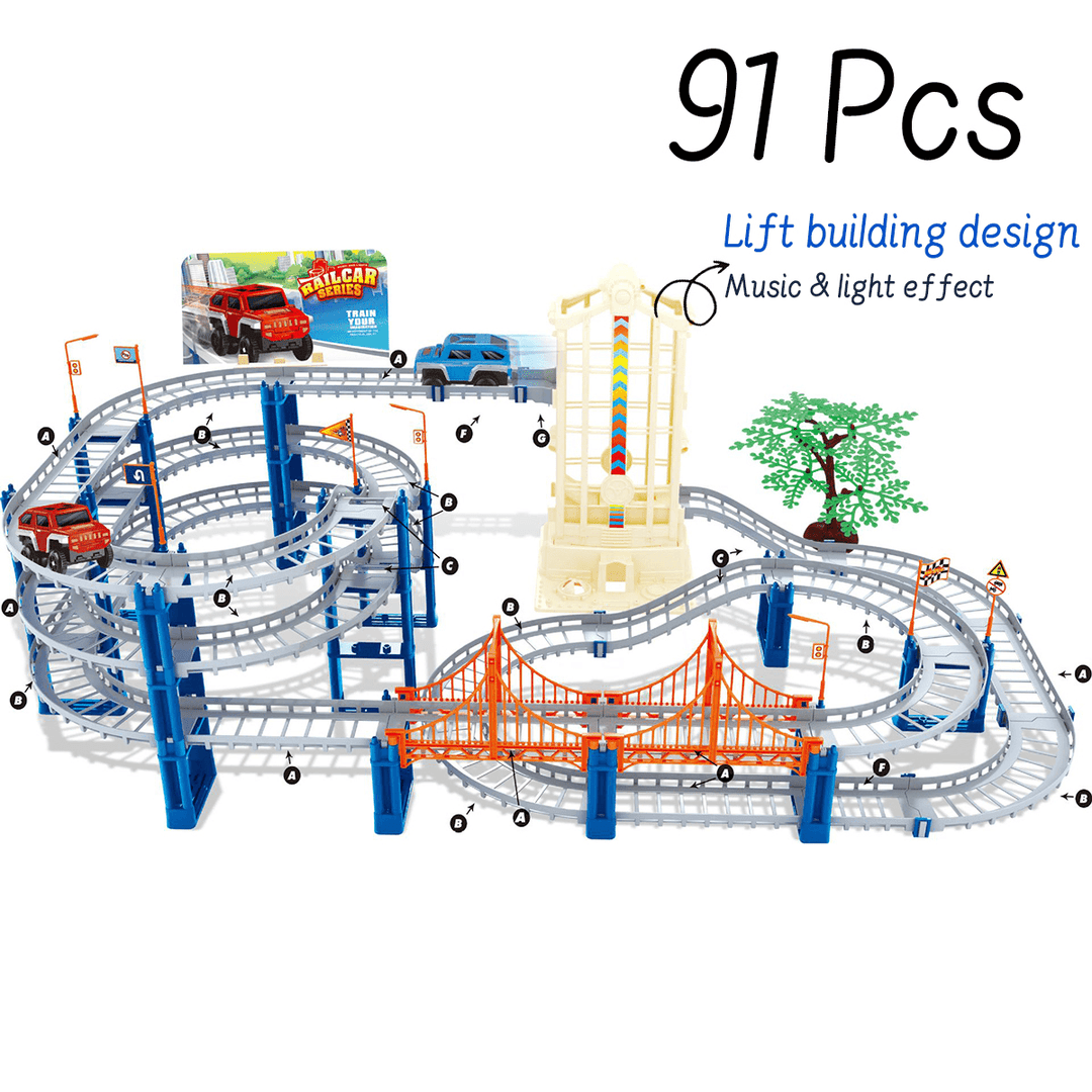 80/91/140Pcs DIY Assembly Electric ABS Track Car Model Set Puzzle Educational Toy for Kids - Trendha