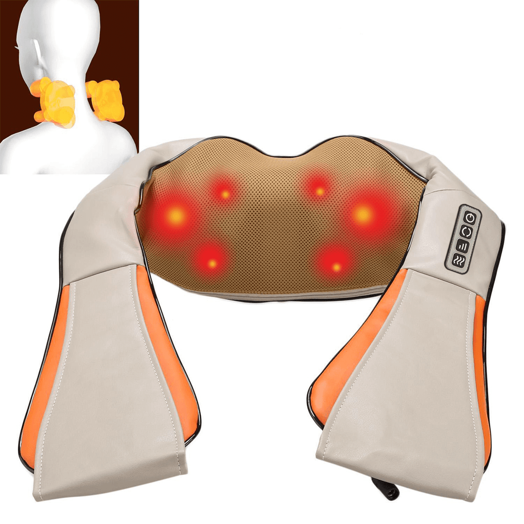 Electric Shiatsu Neck Back Massager Infrared Physiotherapy Kneading Shoulder Leg Pain Relief Massage Device - Trendha