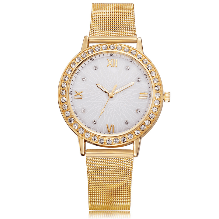 Deffrun Casual Style Crystal Ladies Wrist Watch Full Steel Band Quartz Watches - Trendha