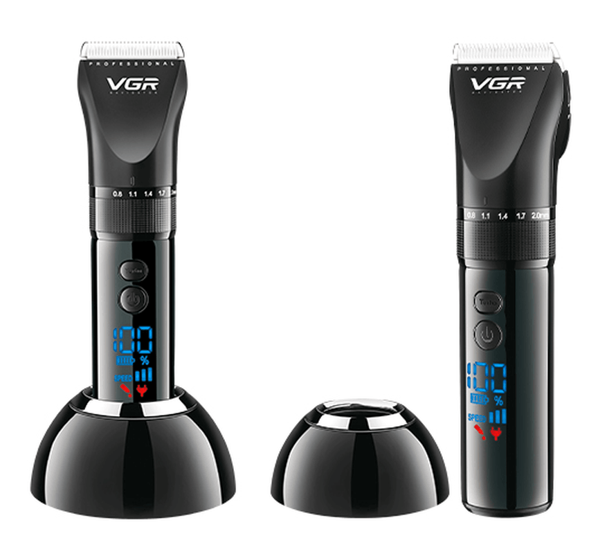 VGR Hair Trimmer LED Display Men'S Haircut Cutting Machine Grooming Low Noise Clipper Titanium Ceramic Blade EU Plug V-049 - Trendha