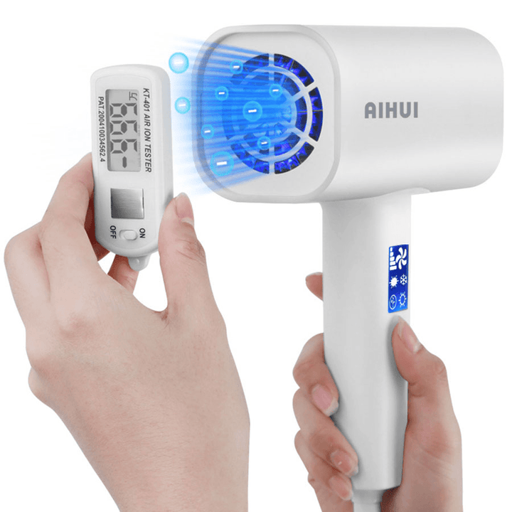 AIHUI 220V 1800W Portable Hair Dryer Intelligent Frequency Conversion Wind Smart LCD Display White 3 in 1 50Hz Blue Negative Ion Hair Salon Home Travel - Trendha