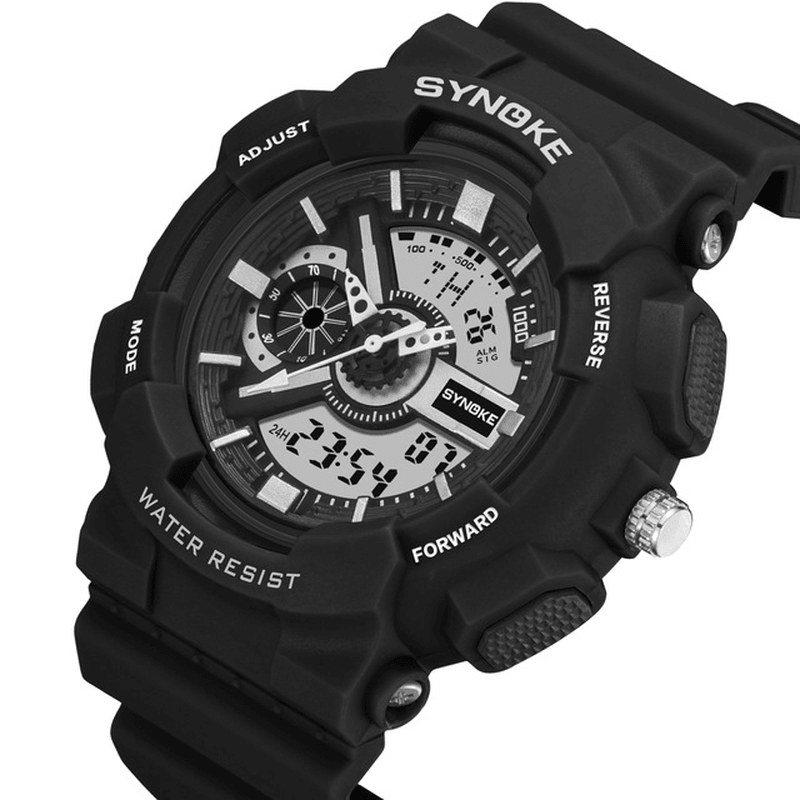 SYNOKE 9015 Double Display Movement Luminous Alarm Calendar Sports Dual Display Digital Watch Men Watch - Trendha