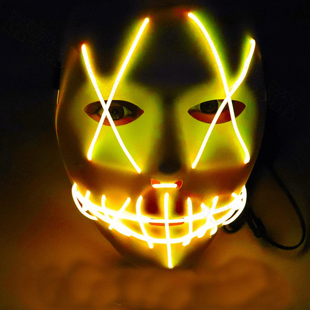 Halloween Ghost Slit Pleasure Luminous Light EL Line Mask Fashion Mask Clothing Mask Party - Trendha
