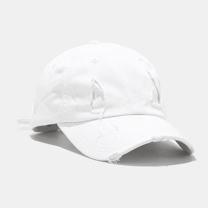 Unisex Cotton Broken Holes Fashion Outdoor Sunshade Baseball Hat - Trendha