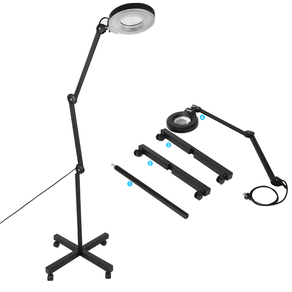 22W 5X Magnifying Magnifier Light Stand Skincare Beauty Machine Cosmetic Makeup Tattoo Manicure Lighted Lamp 6000-6500K Black/ White - Trendha
