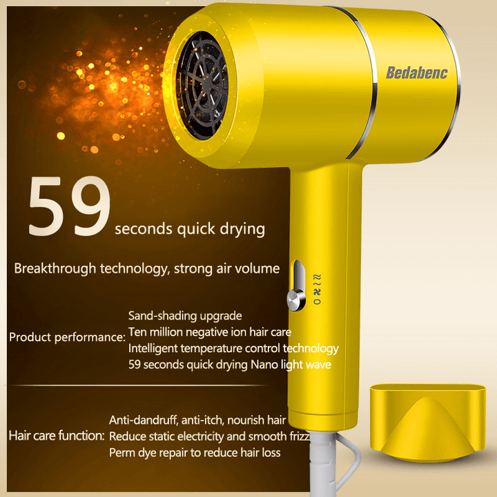 Negative Ion Hair Dryer High Speed Professional Blow Dryer Aluminum Alloy Powerful Electric Hair Dryer for Household Travel Tool - Trendha
