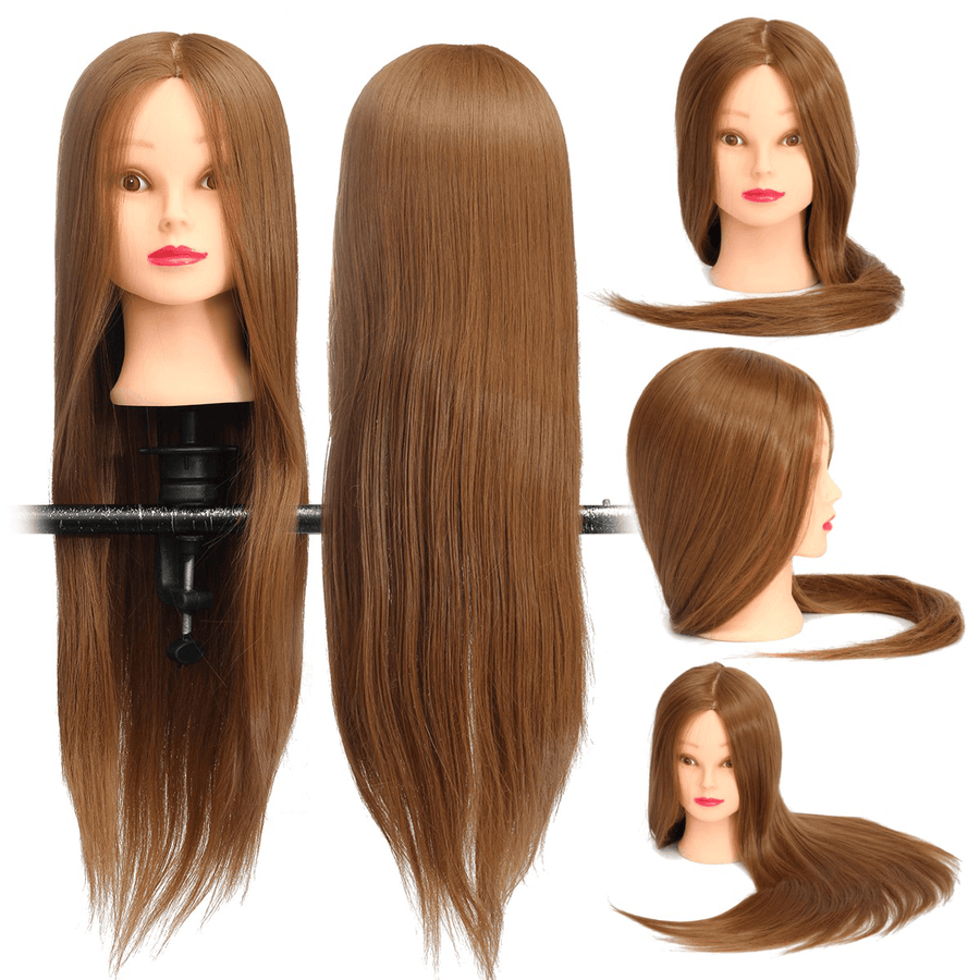 Brown 18 Inch Long Straight Hair Training Model Mannequin Practice Head Salon Cutting - Trendha