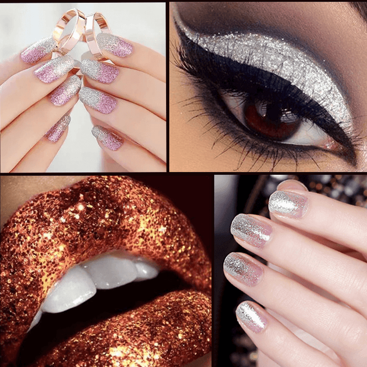 16 Colors Eye Shadow Pigment Glitter Powder Spangle Set Nail Art Decoration DIY Bling Party Shimmer Makeup - Trendha