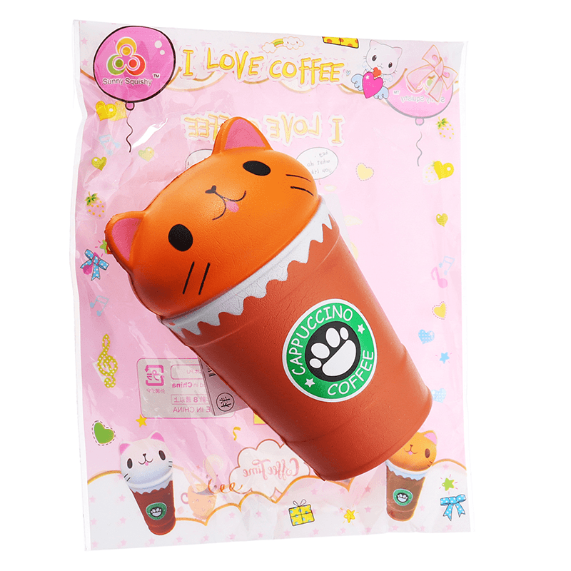 Sunny Squishy Cat Coffee Cup 13.5*8.5CM Slow Rising Soft Animal Toy Gift with Packing - Trendha