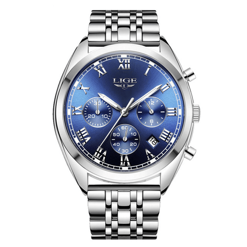 LIGE 9852 24 Hour Date Display Men Wrist Watch Business Style Quartz Watch - Trendha