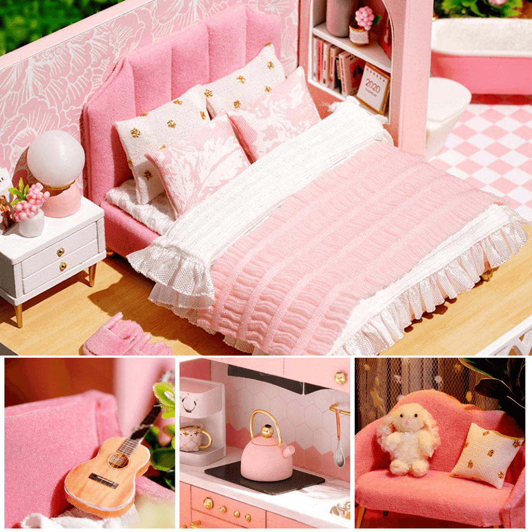1:24 Wooden 3D DIY Handmade Assemble Miniature Doll House Kit Toy with Furniture for Kids Gift Collection - Trendha